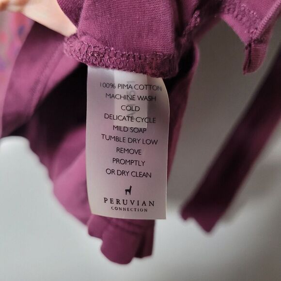 Peruvian Connection Womens XS Top Graphic Print Cotton Long Sleeve purple aztec - Picture 5 of 5